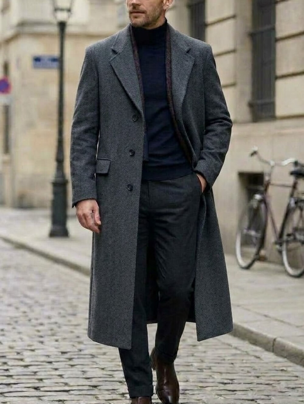 Grey Overcoat- Cashmere & Wool